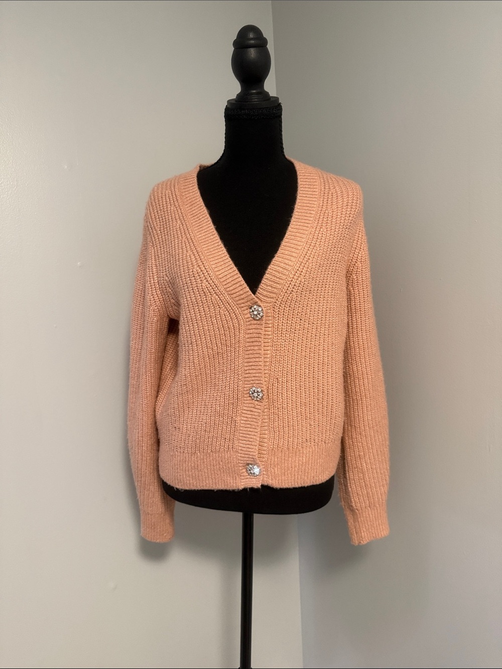 LOFT Peach Button-Front V-Neck Sweater